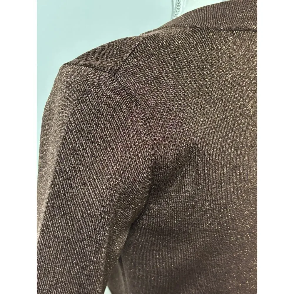 Michelle Antonelli Silk Blend Metallic Bolero Shrug Brown Gold Shimmer Small - Picture 5 of 14